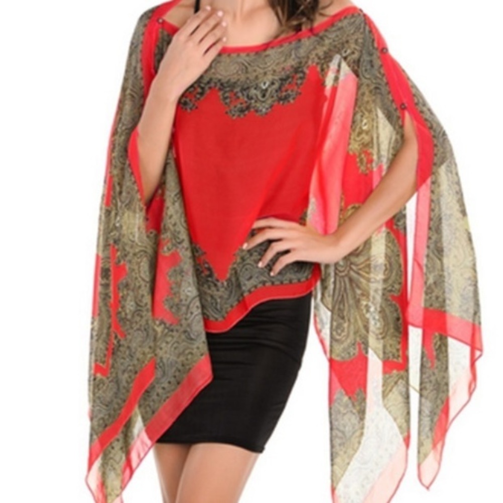 😍🆕Bohemian Shawl- Red background